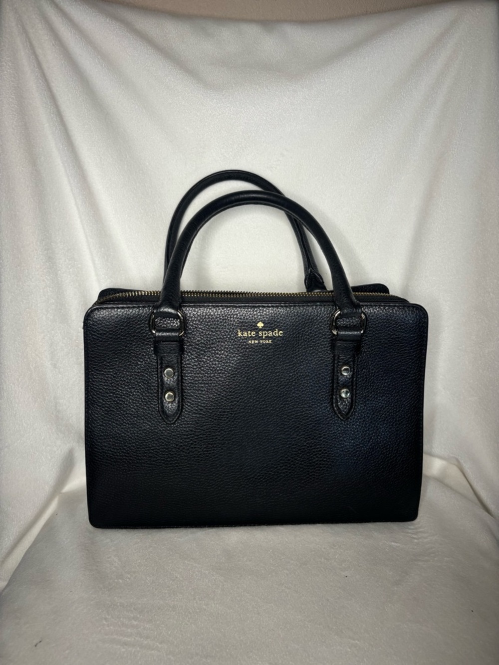 kate spade Black Pebbled Leather Lise Mulberry Street Satchel